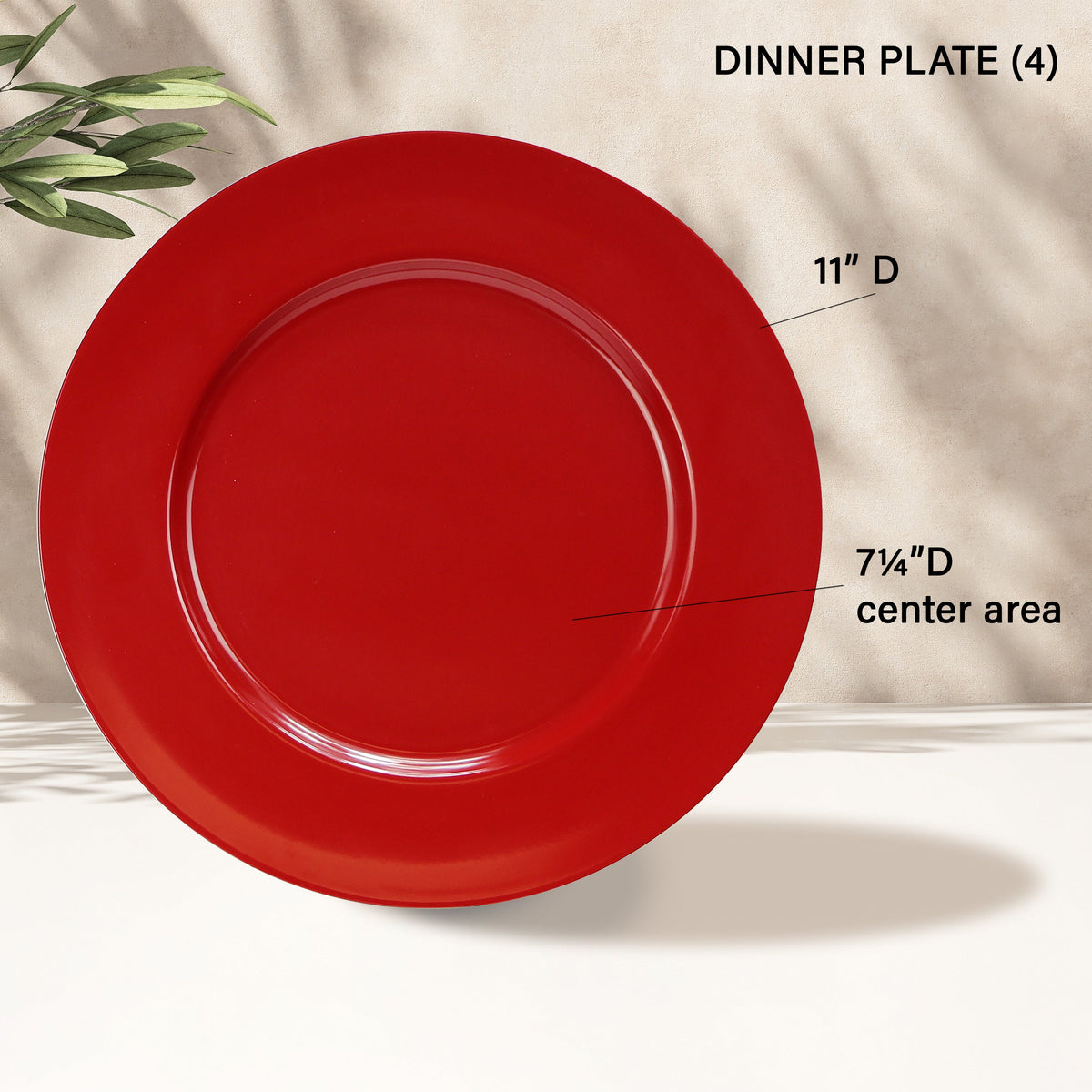 12-Piece Melamine Dinnerware Set for 4, Red