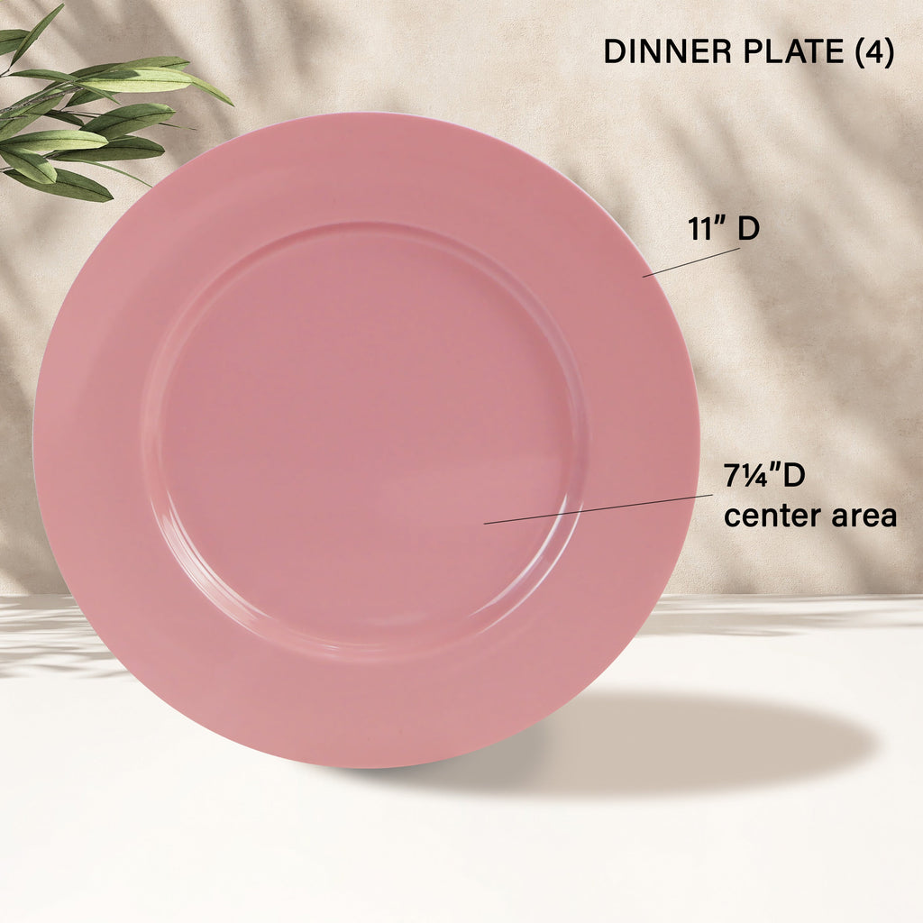 12-Piece Melamine Dinnerware Set for 4, Pink
