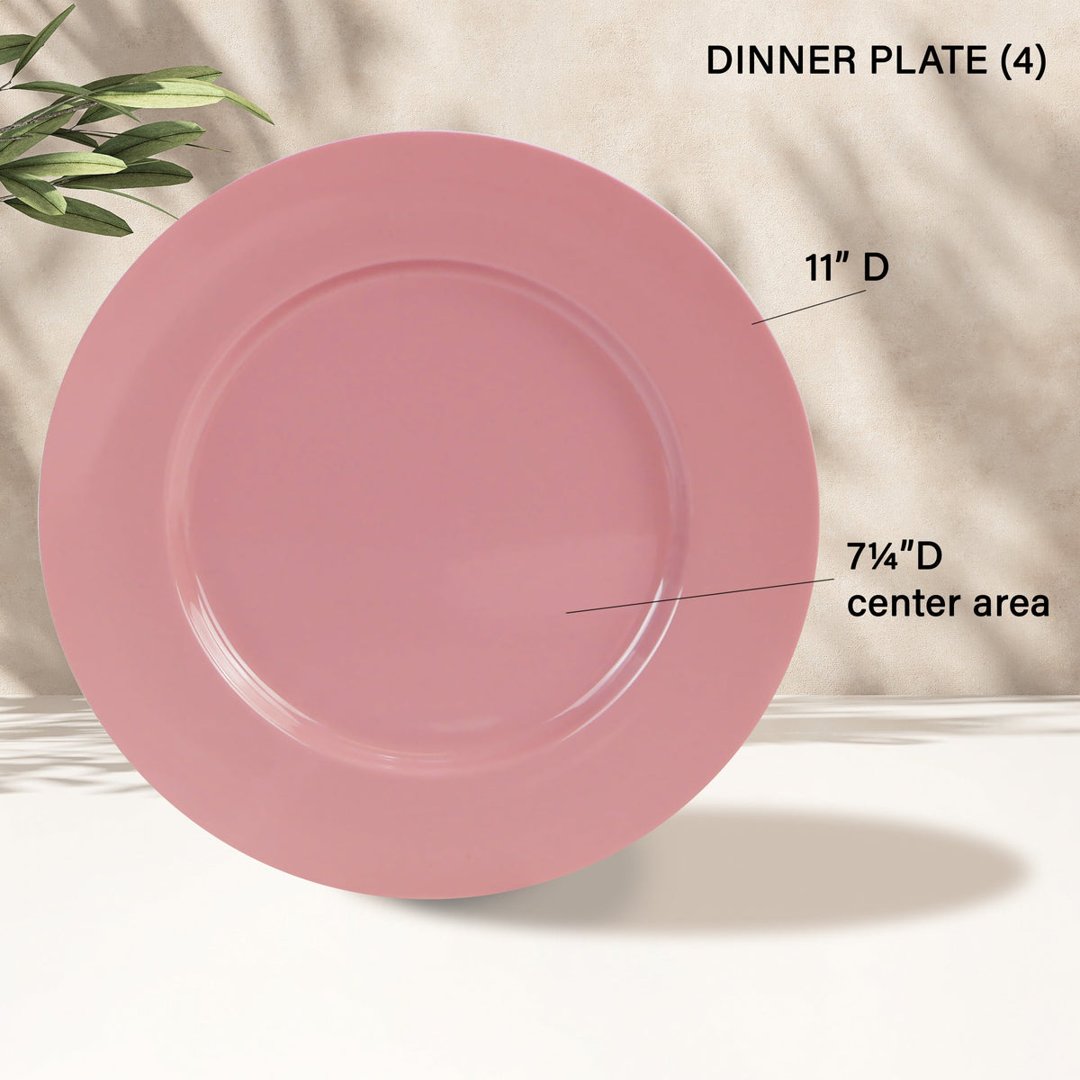 12-Piece Melamine Dinnerware Set for 4, Pink