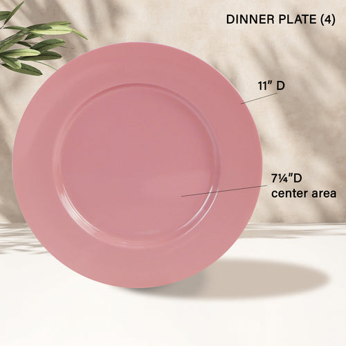 12-Piece Melamine Dinnerware Set for 4, Pink