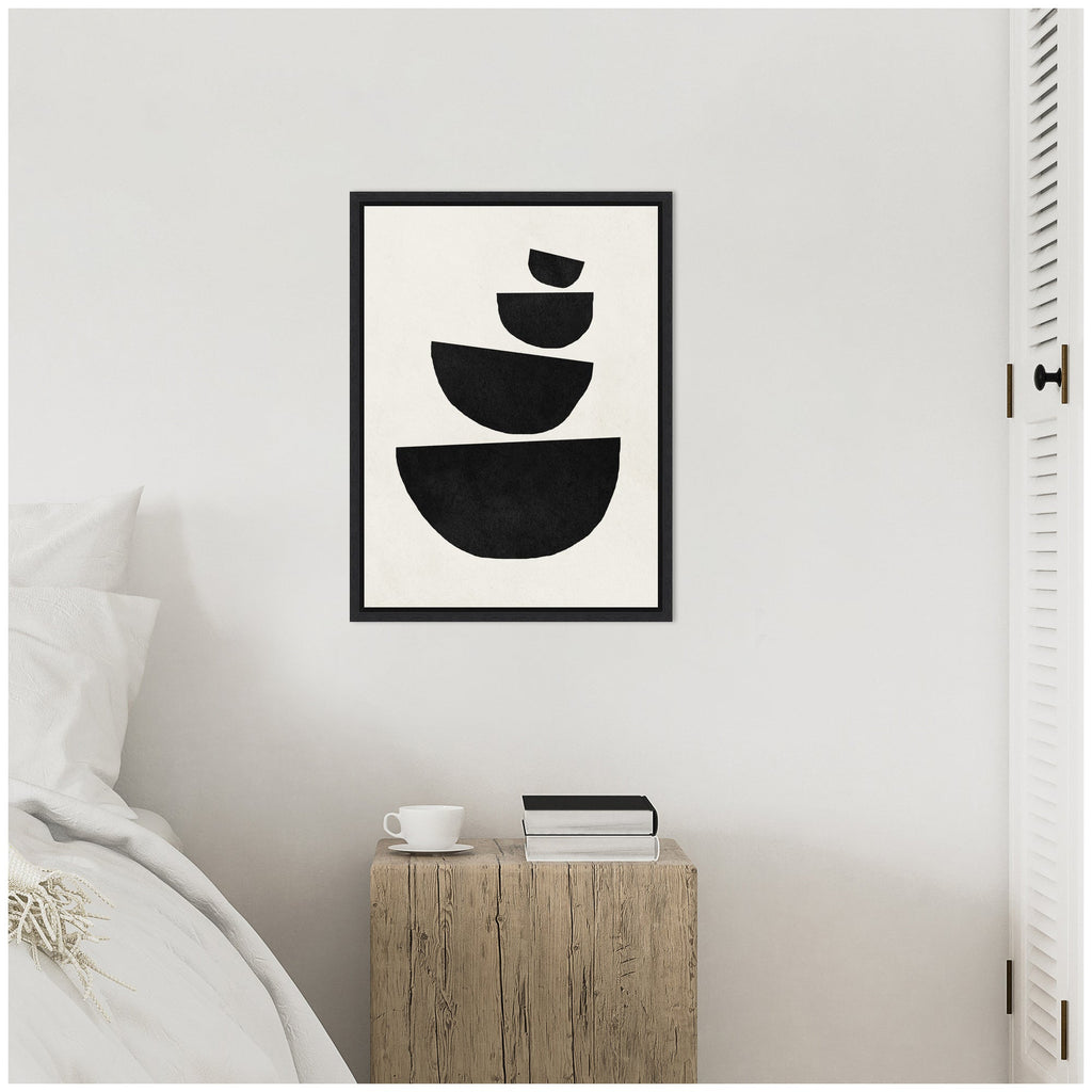 Sylvie Black Geometric Abstract 1 Framed Canvas by July Art Prints