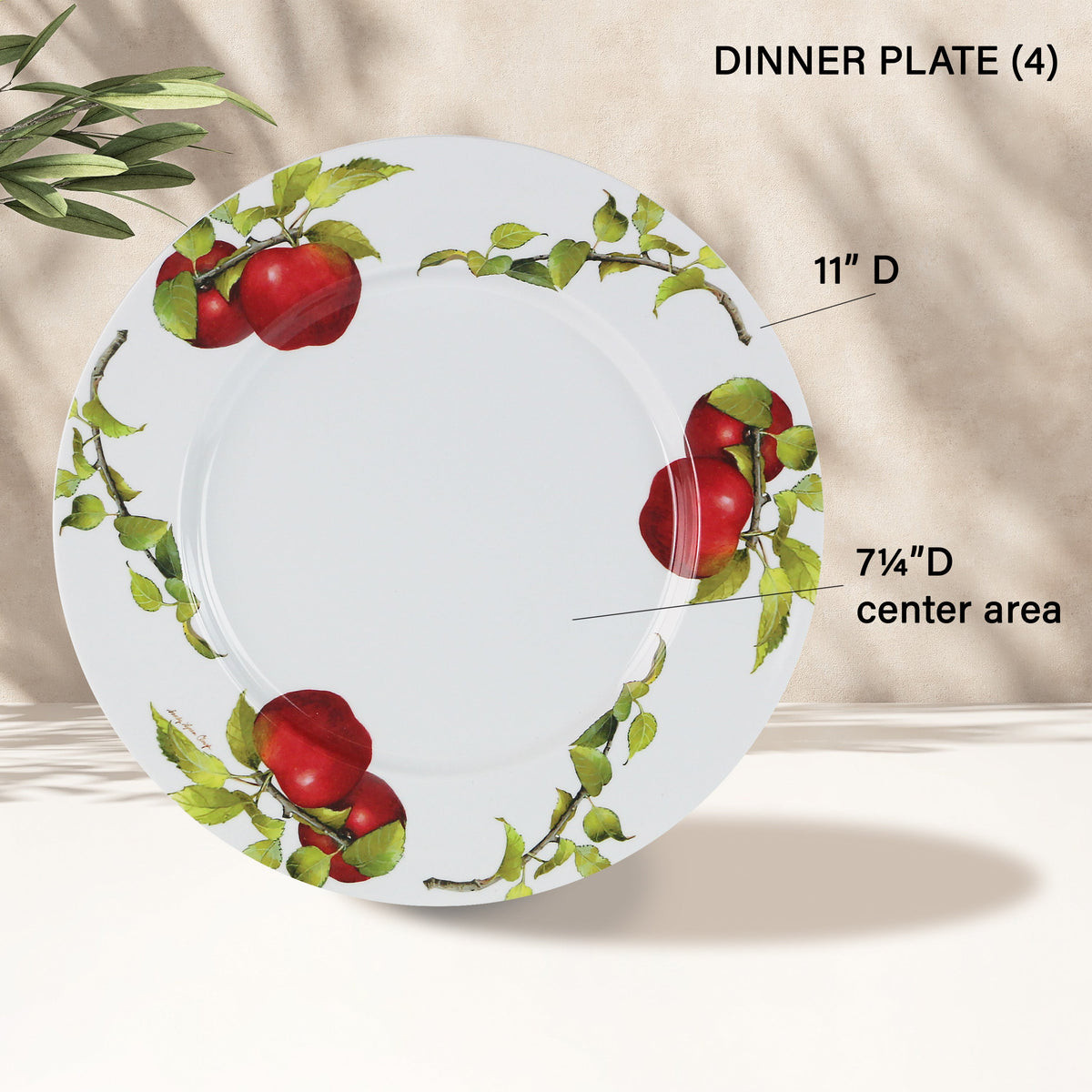12-Piece Melamine Dinnerware Set for 4, Harvest Apples