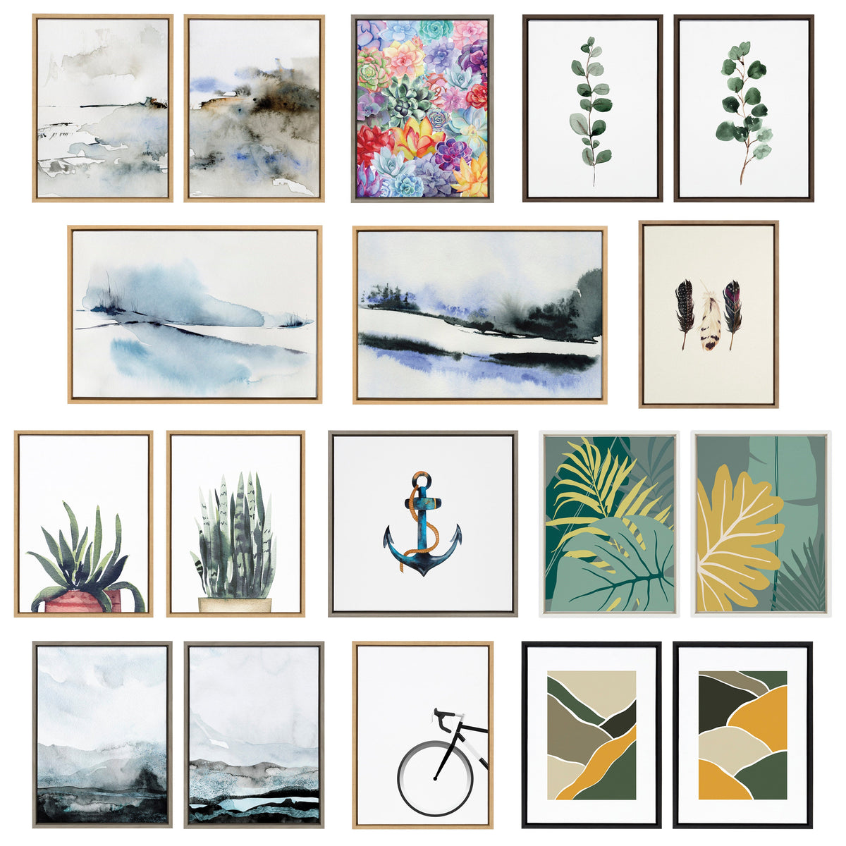 Sylvie Eucalyptus Framed Canvas Set of 2 by Maja Mitrovic of Makes My Day Happy