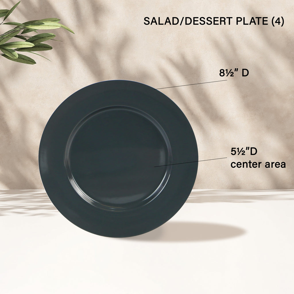 12-Piece Melamine Dinnerware Set for 4, Charcoal