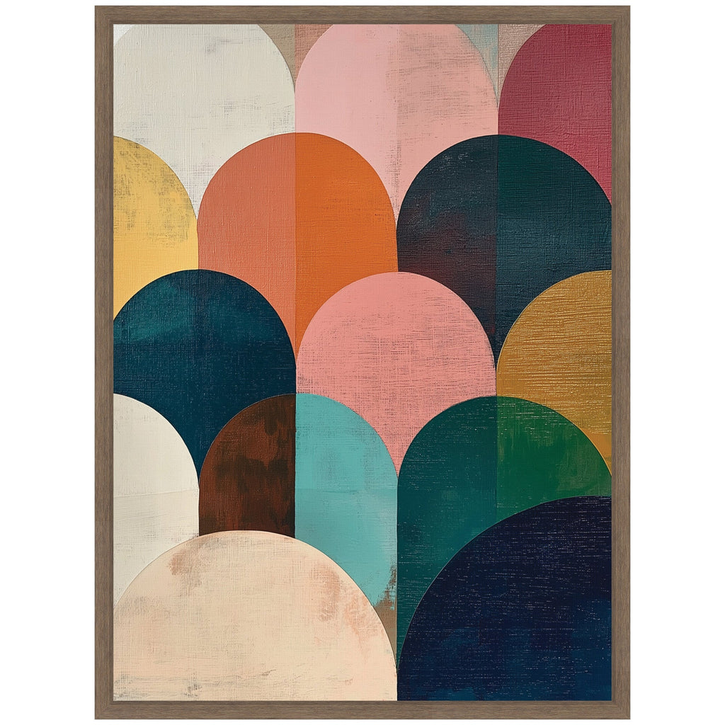 Sylvie Minimalist Geometric Abstract Jewel Tone Framed Canvas by The Creative Bunch Studio