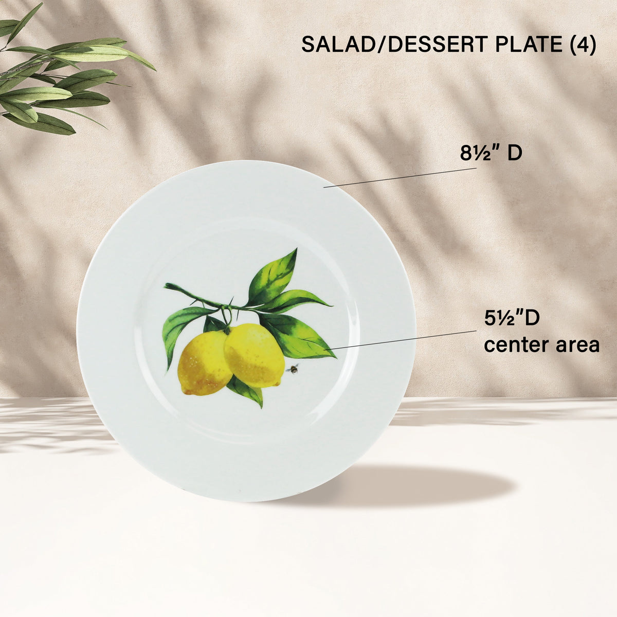 12-Piece Melamine Dinnerware Set for 4, Fresh Lemons
