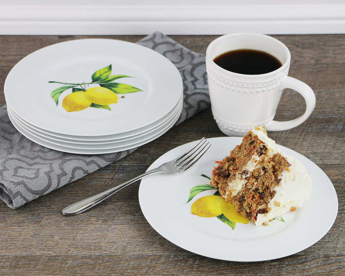 6pc Melamine Salad Plate Set, Fresh Lemons