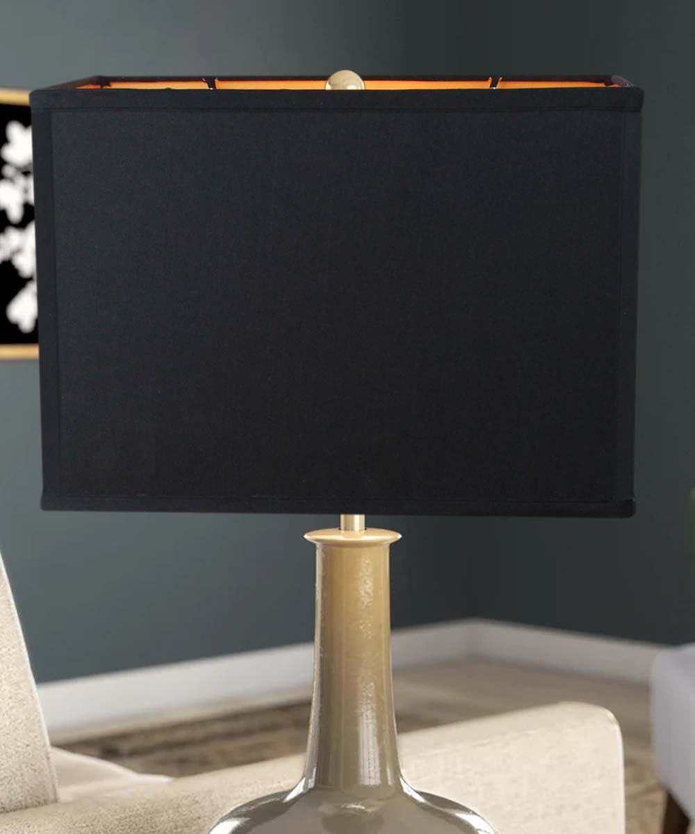 Home Concept Black Rectangular Drum Lamp Shade - 14"W x 10" Slant Height, Spider Fitter