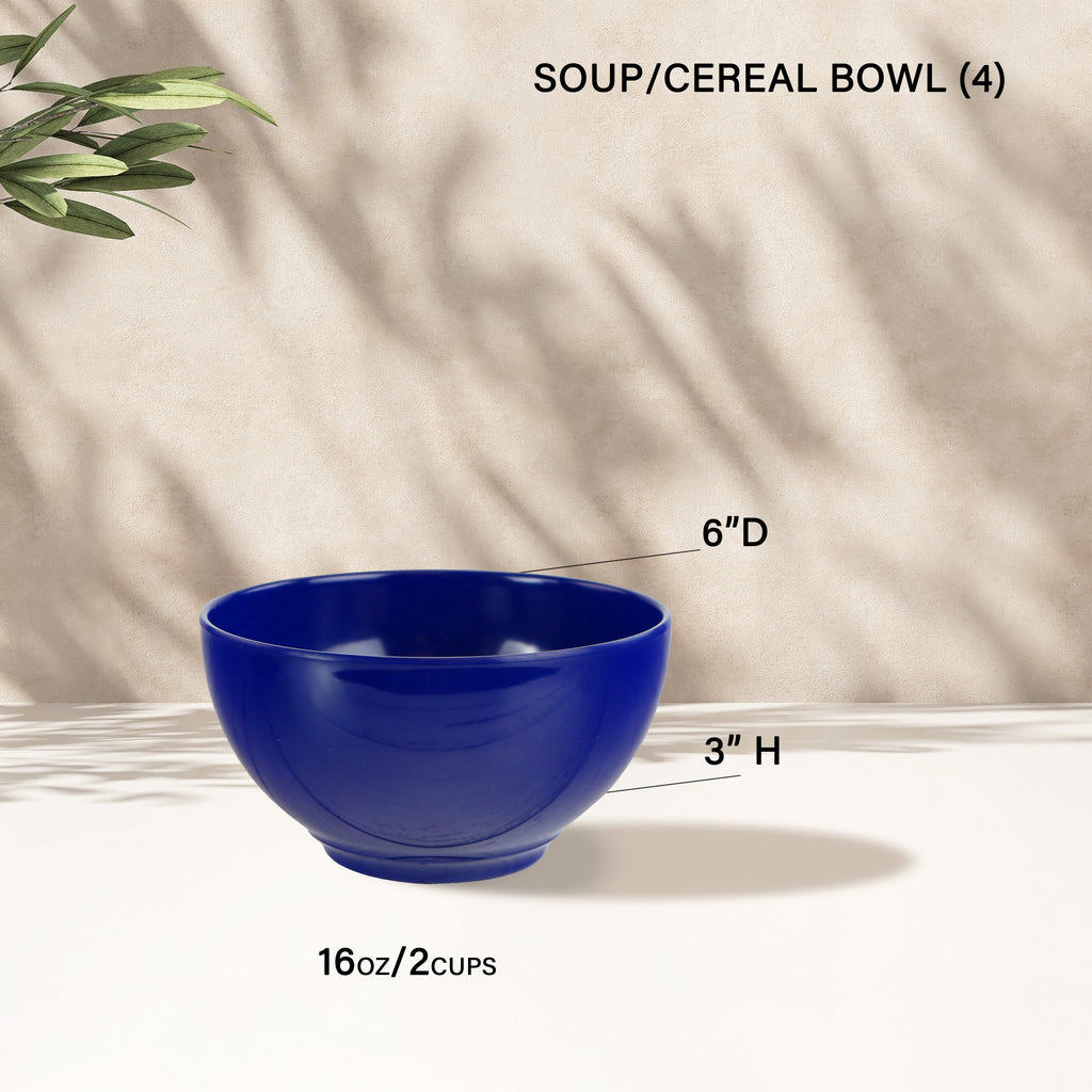 12-Piece Melamine Dinnerware Set for 4, Indigo