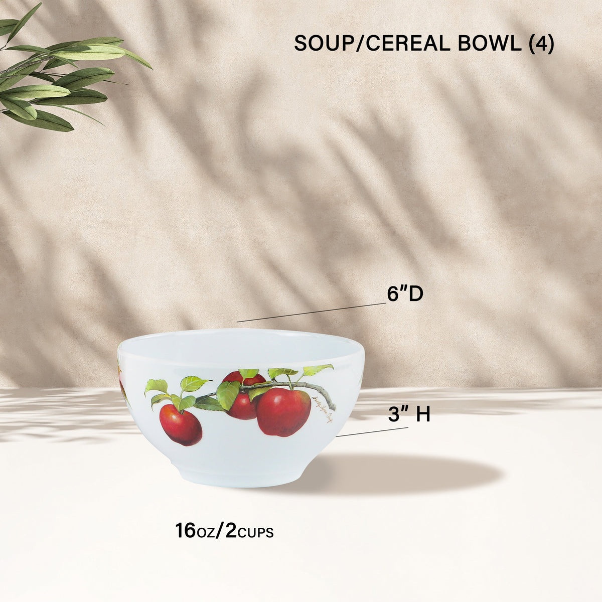 12-Piece Melamine Dinnerware Set for 4, Harvest Apples