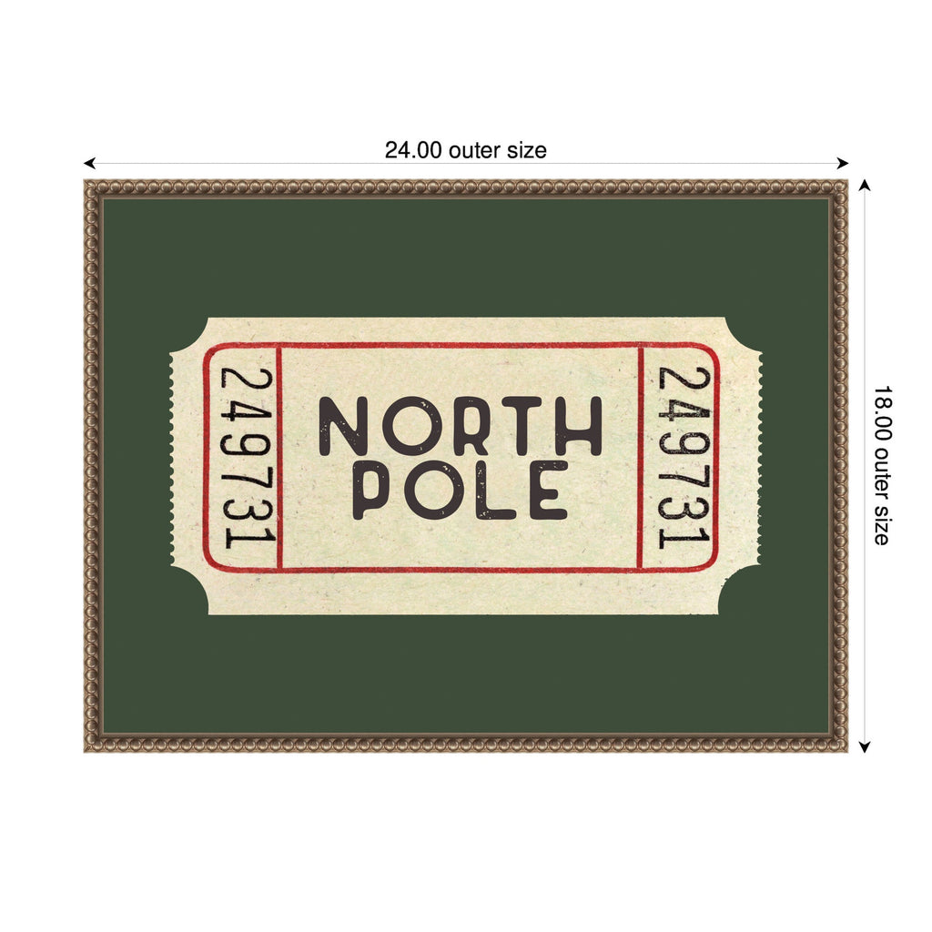 North Pole Green Ticket by Kikiandnim Framed Canvas Wall Art Print