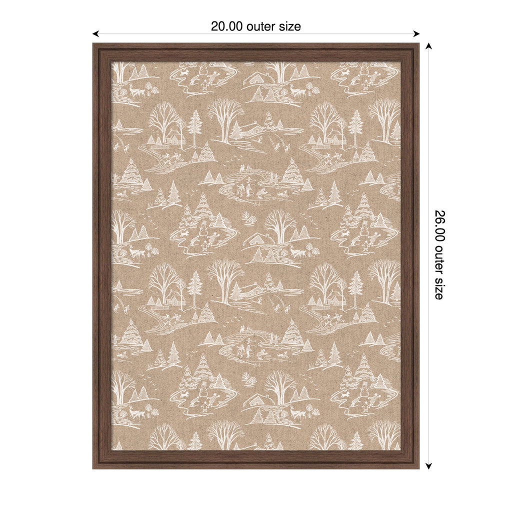 Framed Fabric Magnetic Board Wonderland White Toile Wall Organization