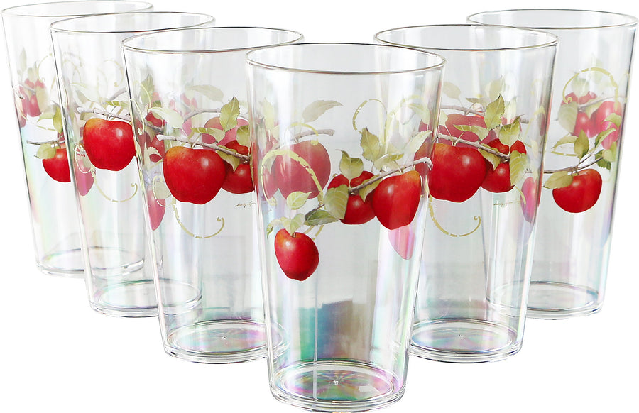 Harvest Apples 19 oz Acrylic Iced Tea Glasses, Set of 6