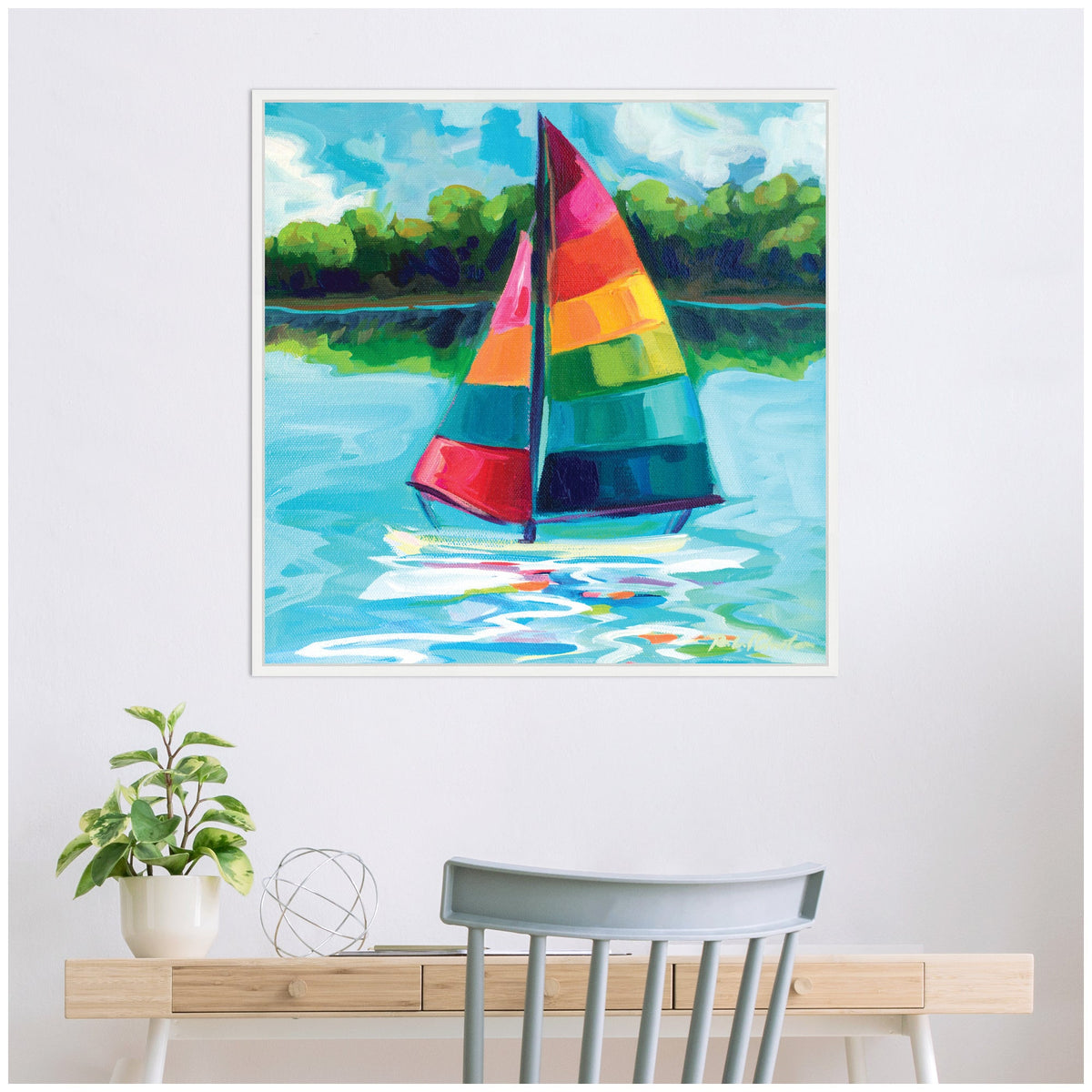 Sylvie Sunday Sailing Framed Canvas by Rachel Christopoulos