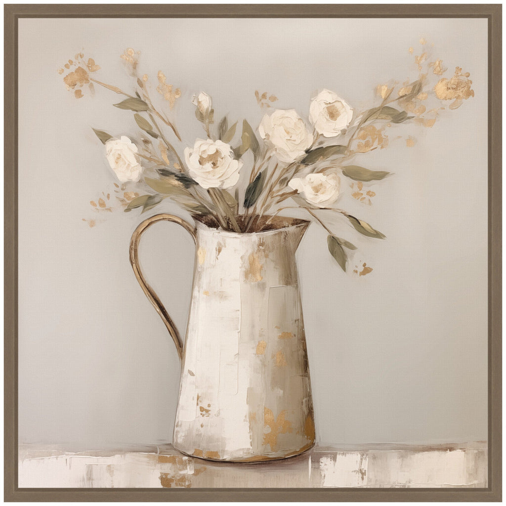 Sylvie Pitcher with Flowers Boho Country 2 Framed Canvas by The Creative Bunch Studio