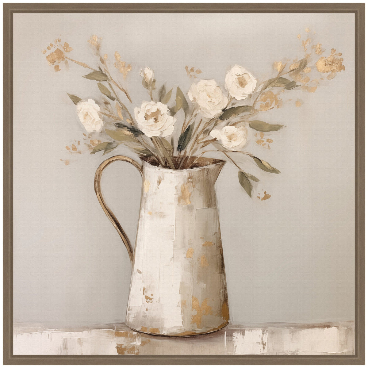 Sylvie Pitcher with Flowers Boho Country 2 Framed Canvas by The Creative Bunch Studio