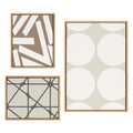 Sylvie Elevated Modern Neutral Dots, Neutral Pattern No 2 and Neutral Stained Glass Framed Canvas Set of 3 by The Creative Bunch Studio