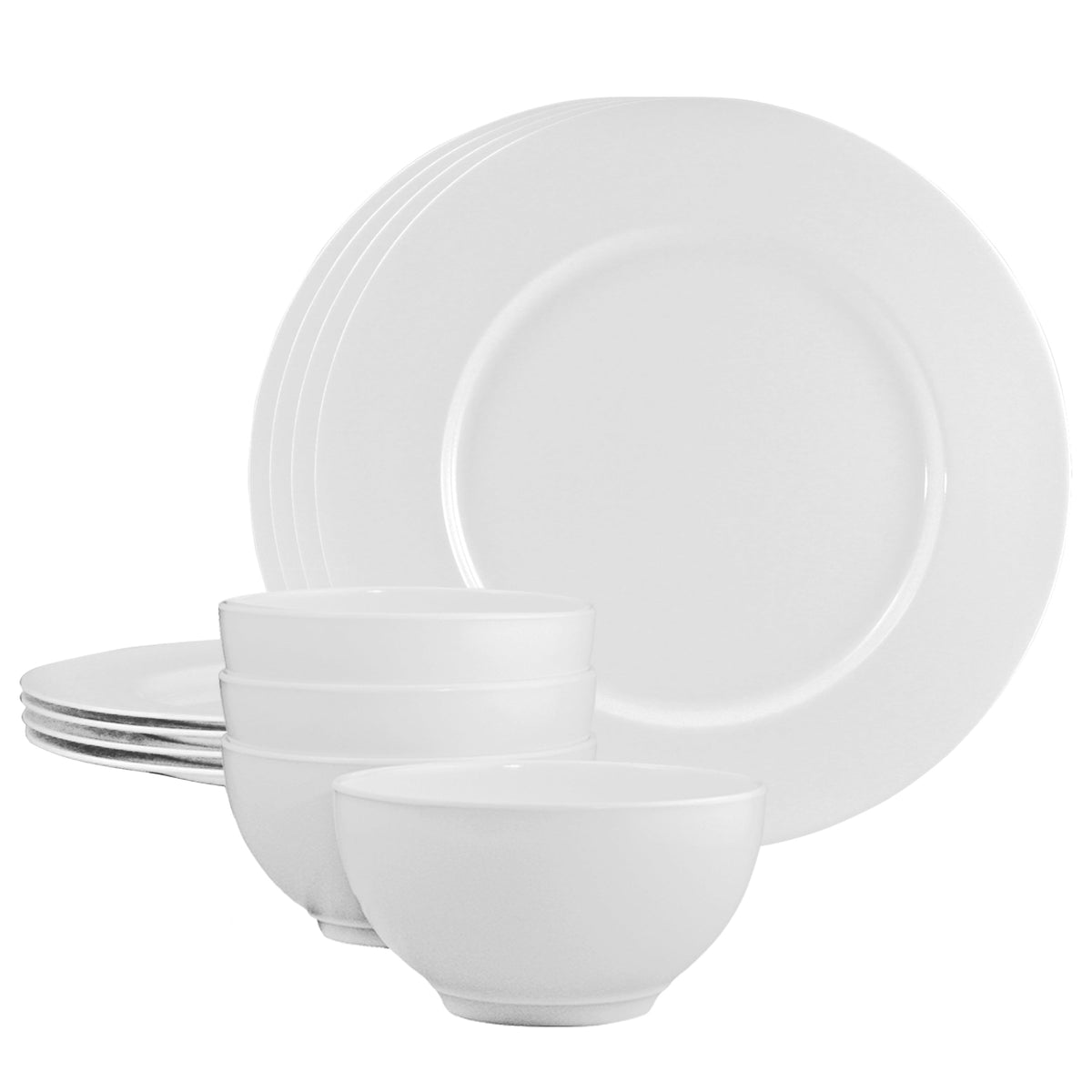 12-Piece Melamine Dinnerware Set for 4, White
