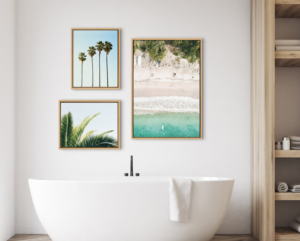 Sylvie Tropical Beach Framed Canvas Set of 3