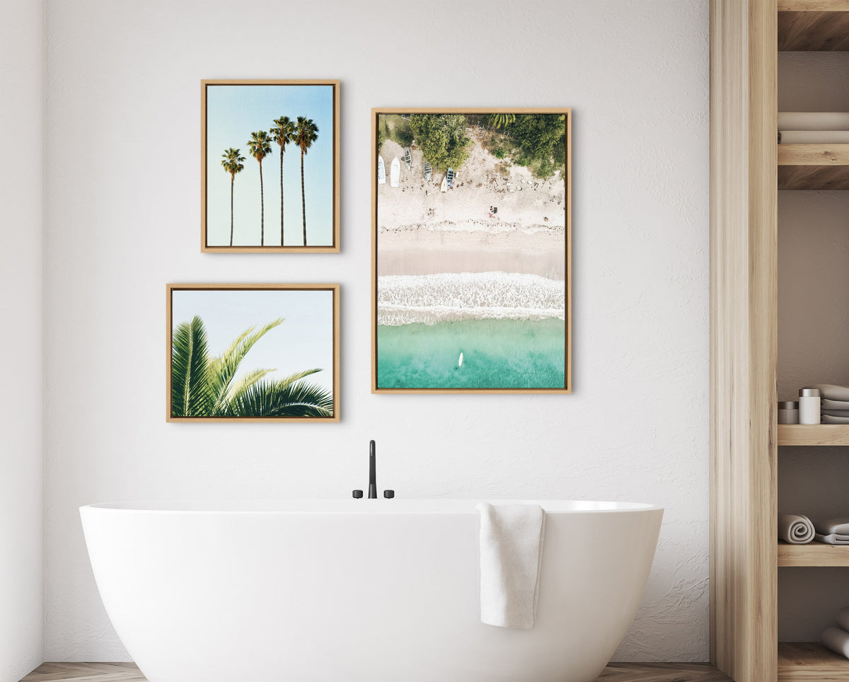 Sylvie Tropical Beach Framed Canvas Set of 3