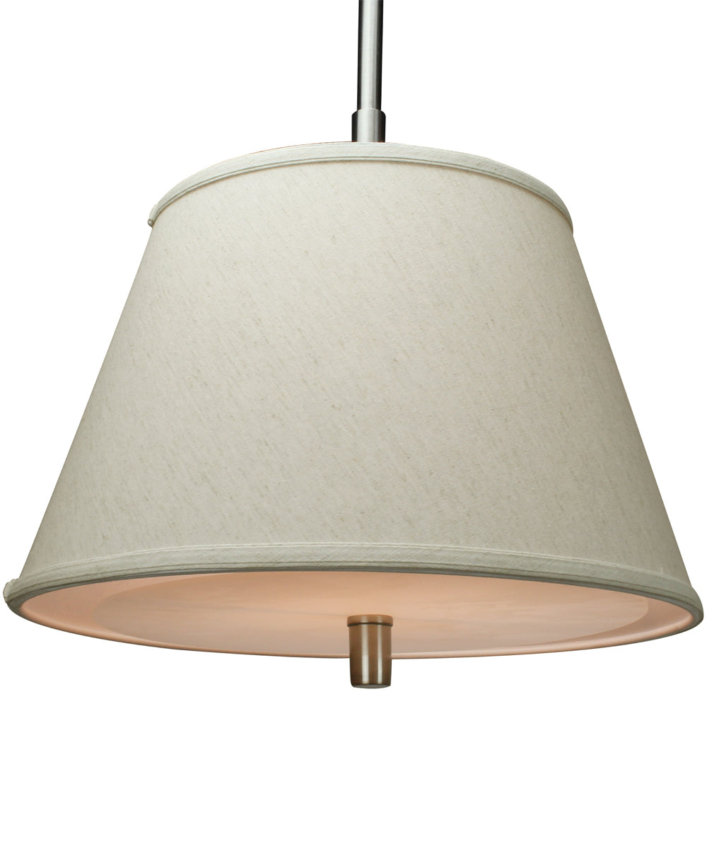Laura Ashley Hardwired Pendant Light, Satin Nickel, Textured Oatmeal Slotted Empire Shade with Diffuser, 16"W