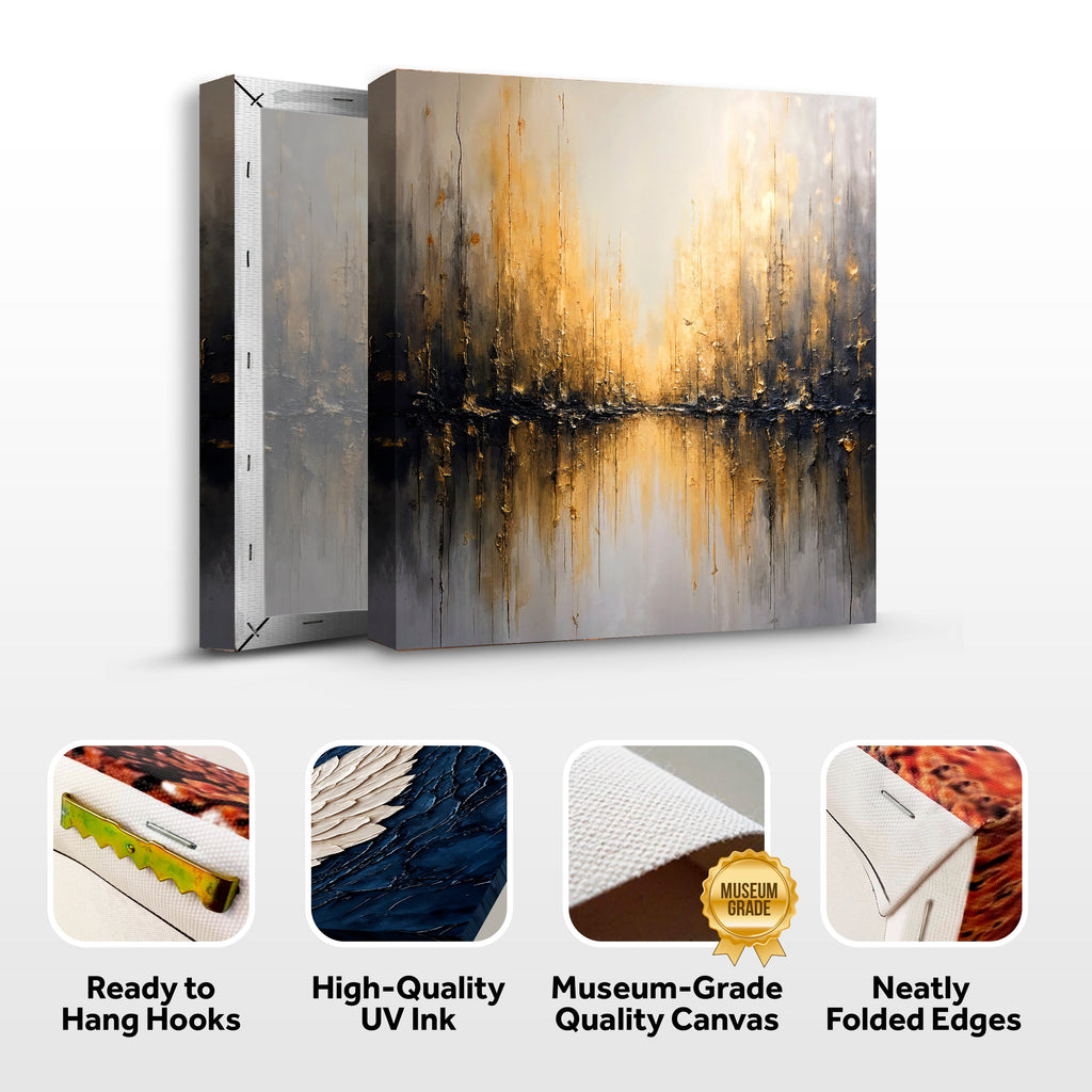 Golden Reflections Abstract Canvas Wall Art