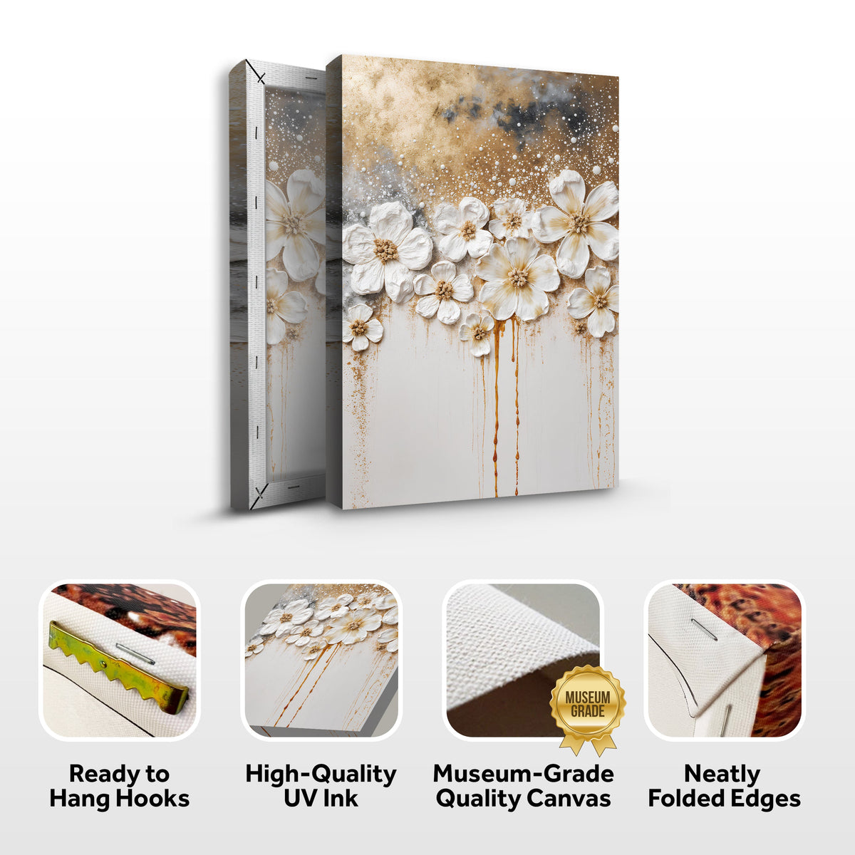 Gold Floral Canvas Wall Art