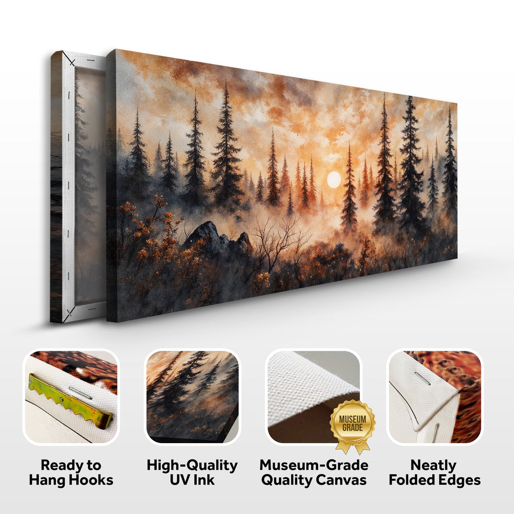 Rustic Forest Sunset Canvas Wall Art