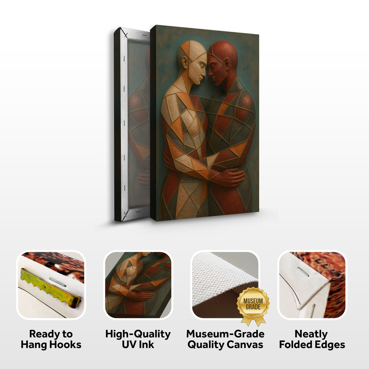 Embrace of Geometry Abstract Canvas Wall Art III