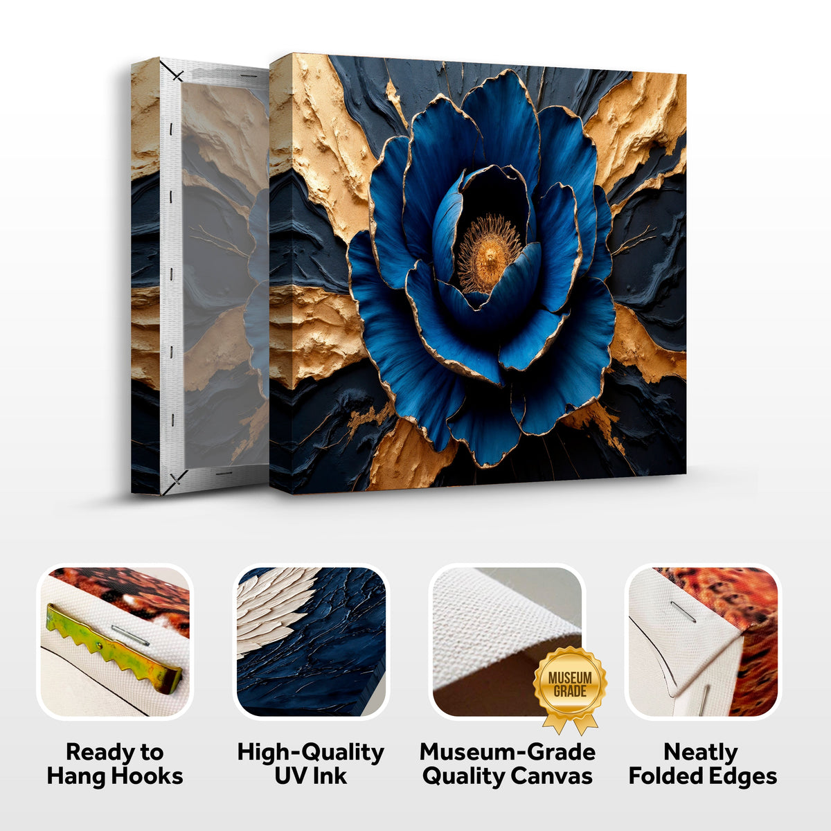 Sapphire Bloom Canvas Wall Art