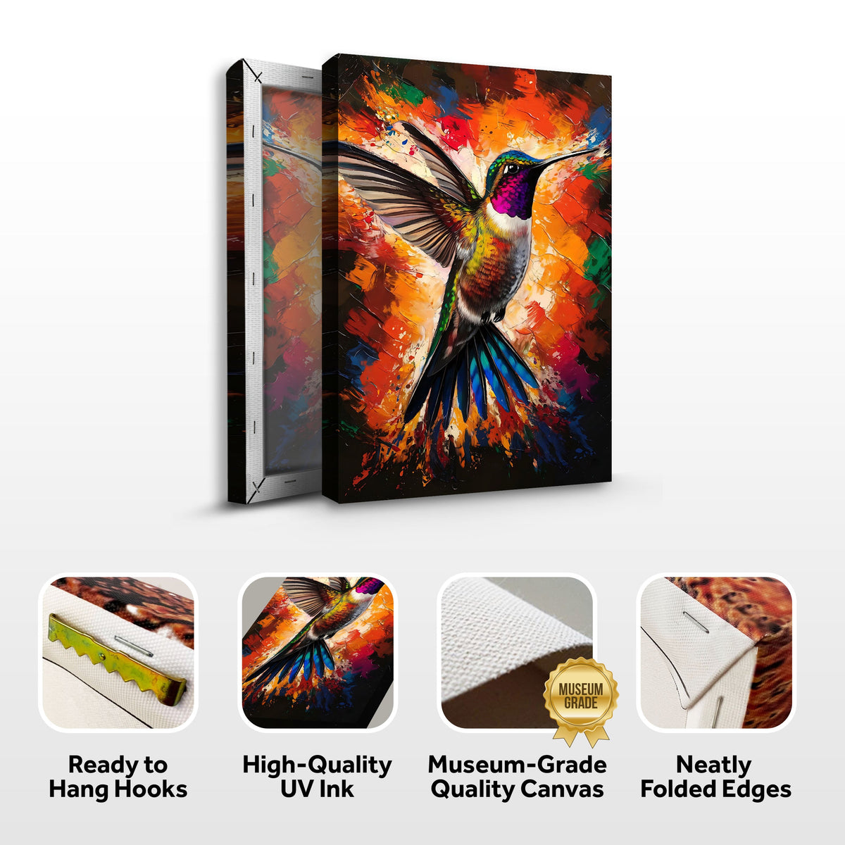 Humming Bird Abstract Canvas Wall Art
