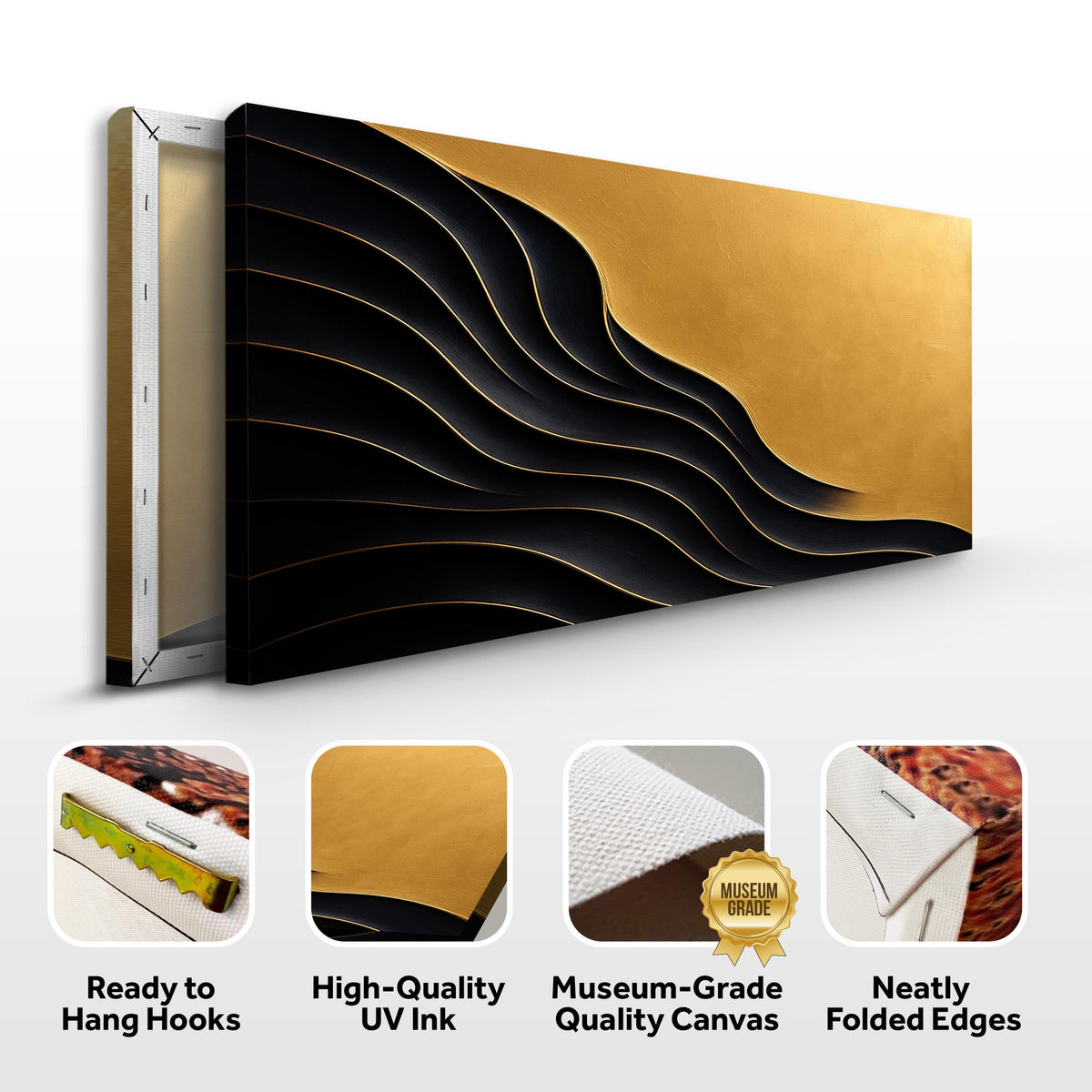 Black And Gold Minimalist Abstract Canvas Wall Art XI