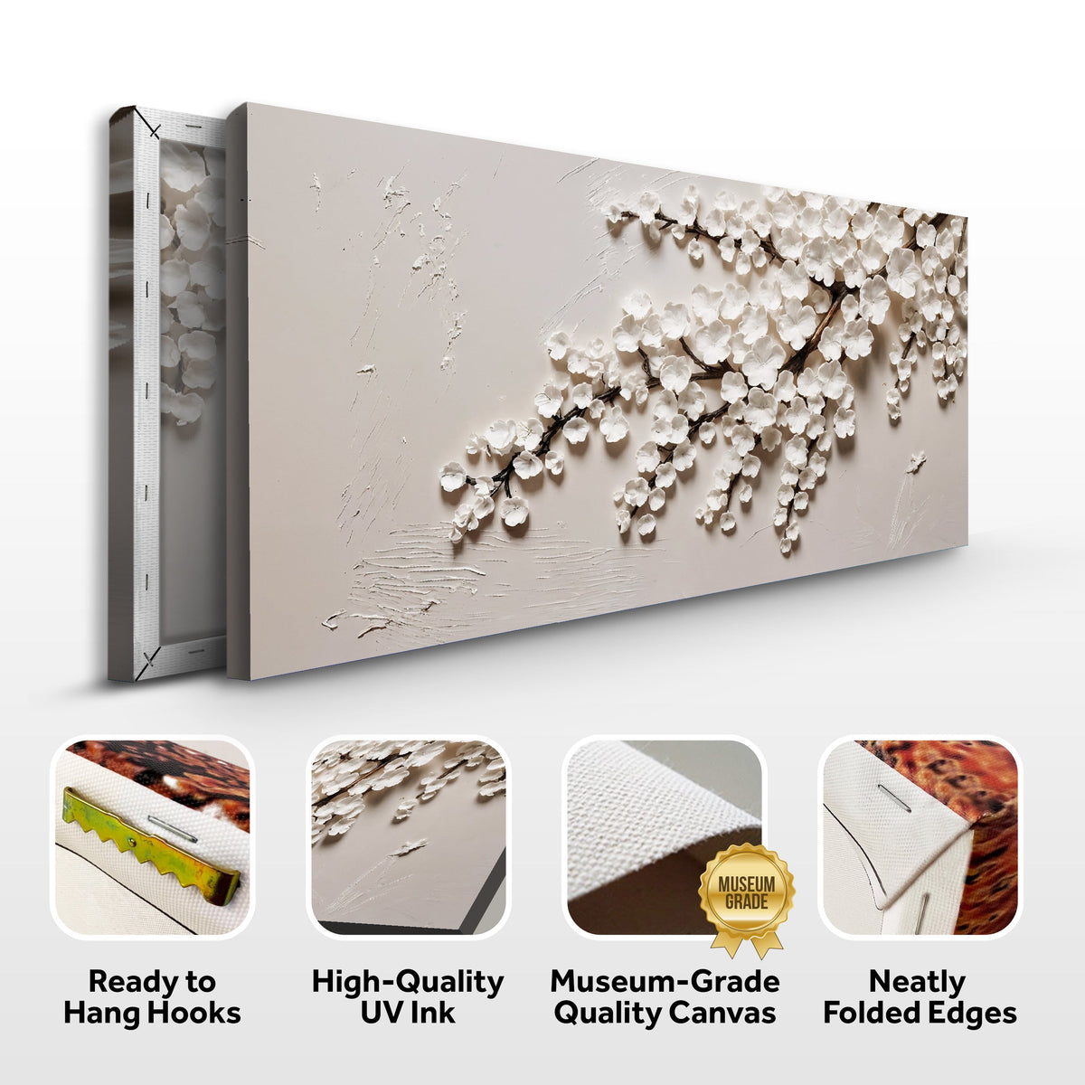 White Cherry Blossom Canvas Wall Art