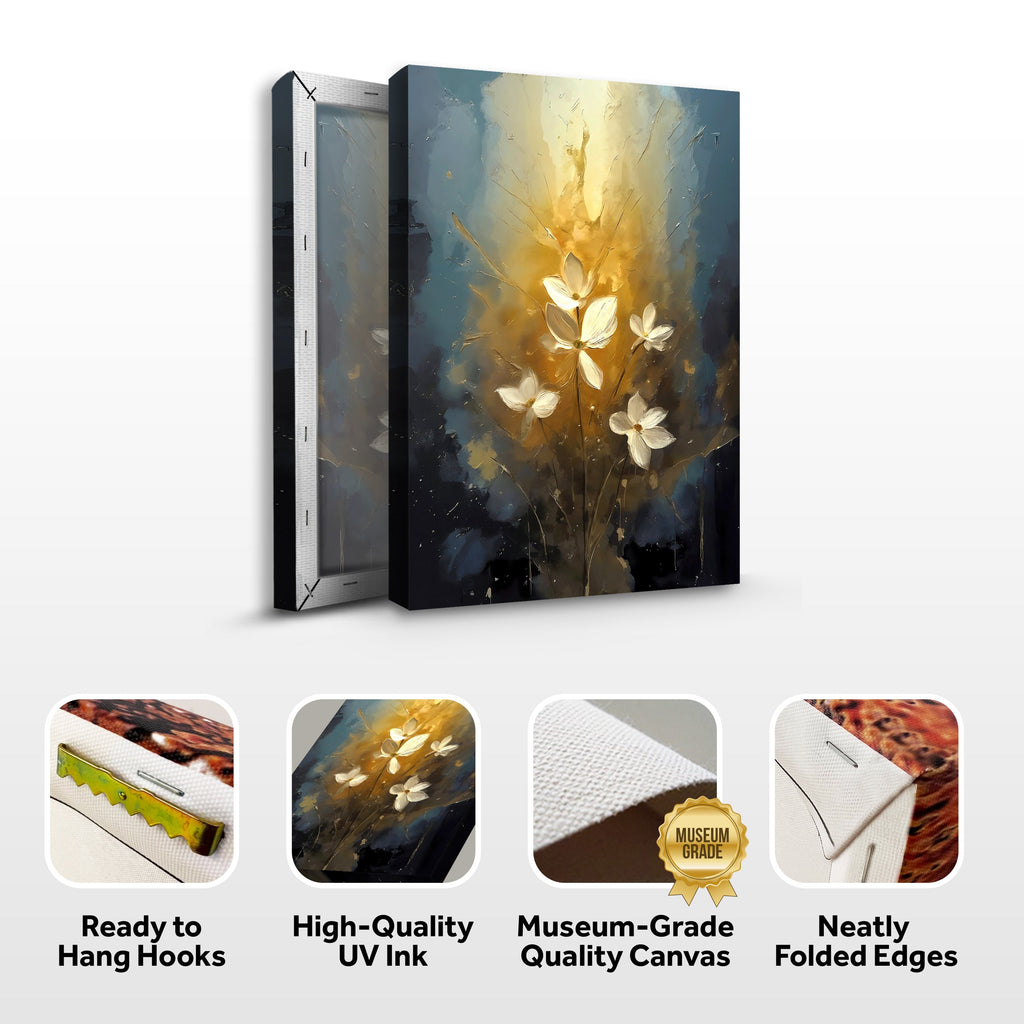 Golden Glow Elegant Flower Canvas Wall Art