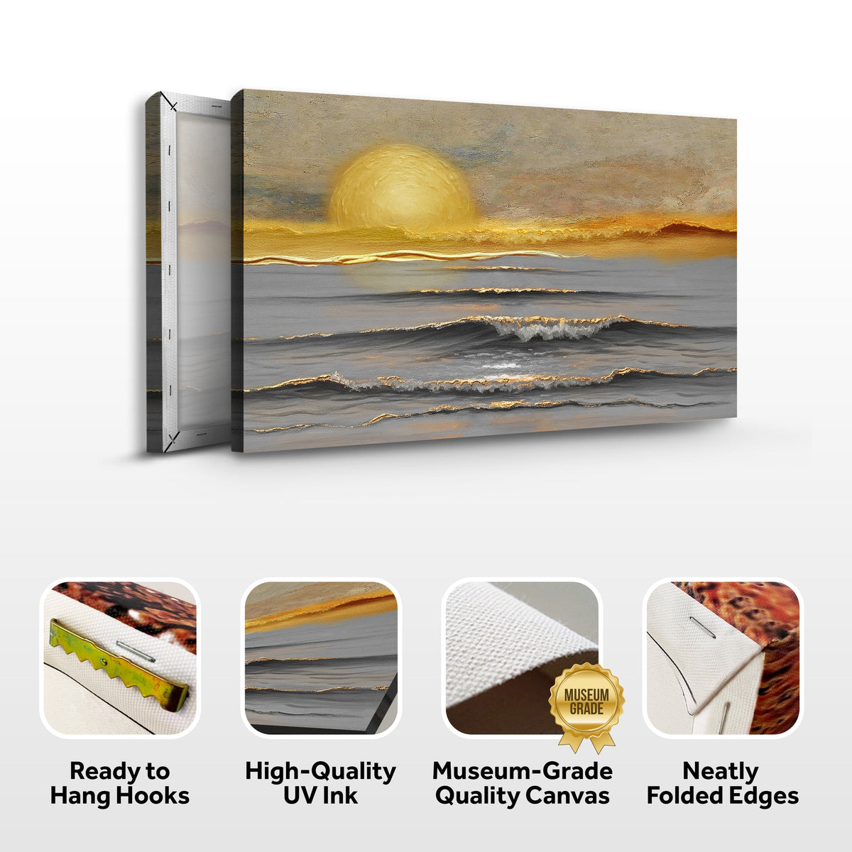 Golden Horizon Calm Canvas Wall Art