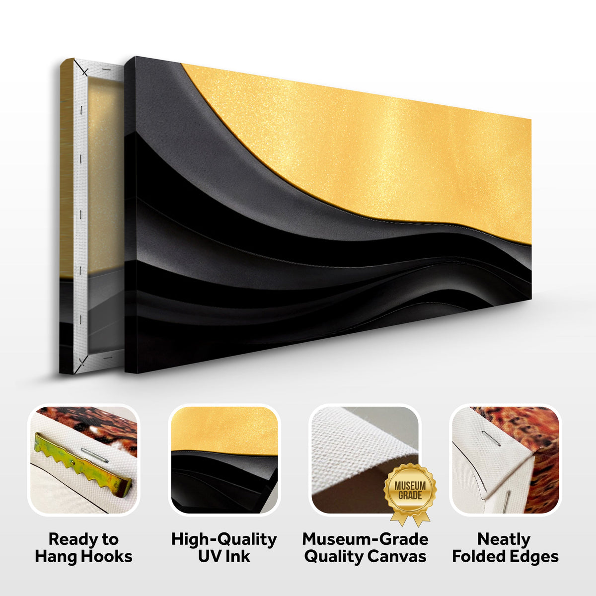 Black And Gold Minimalist Abstract Canvas Wall Art VIII
