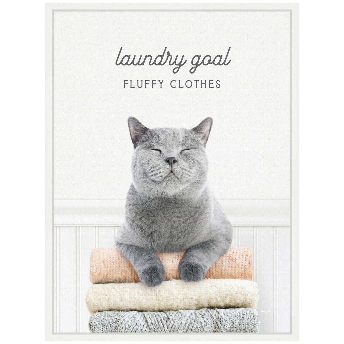 Sylvie Cat Laundry Goals Framed Canvas by Amy Peterson