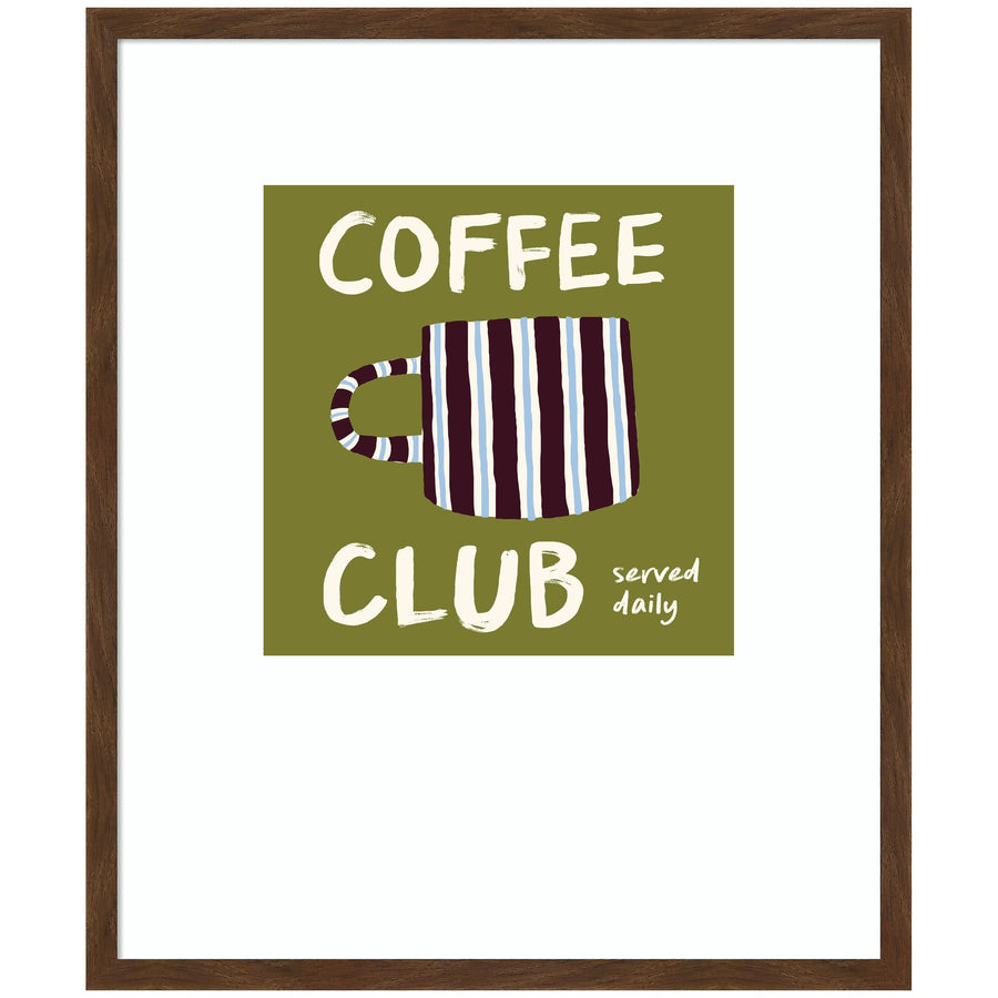 Coffee Club Kitchen Sage Green by Lucky Guava Framed Wall Art Print