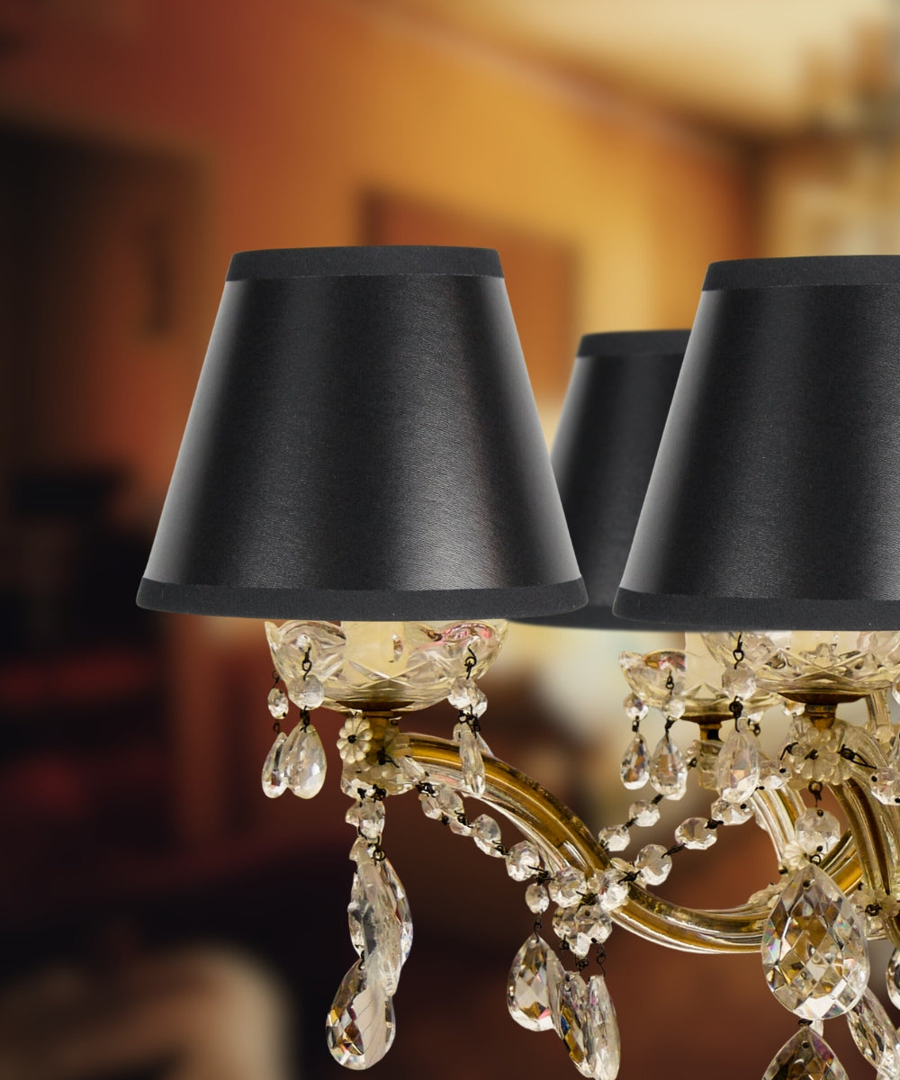 Home Concept Set of 6 Black Parchment Silver-Lined Chandelier Lamp Shade - 5"W x 4" Slant Height
