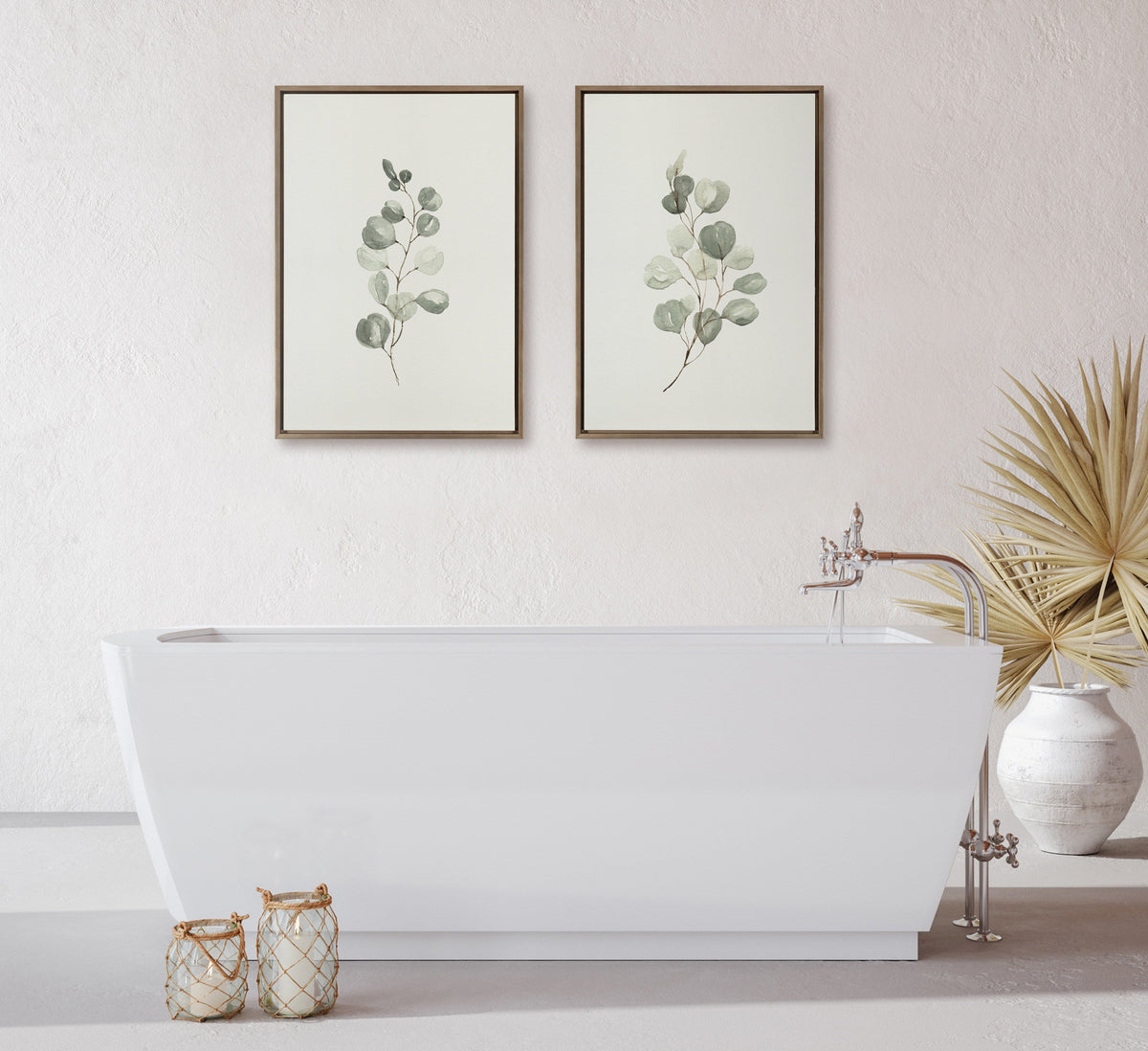 Sylvie Eucalyptus Framed Canvas Set of 2 by Maja Mitrovic of Makes My Day Happy