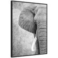 Sylvie Black and White Minimalist Safari Elephant Framed Canvas by Simon Te of Tai Prints