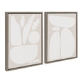 Sylvie Zen Botanical Rock Neutral Framed Canvas Set of 2 by The Creative Bunch Studio