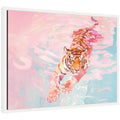 Sylvie Tiger Swim Vibrant Dopamine Landscape Framed Canvas by Honey Island Studio
