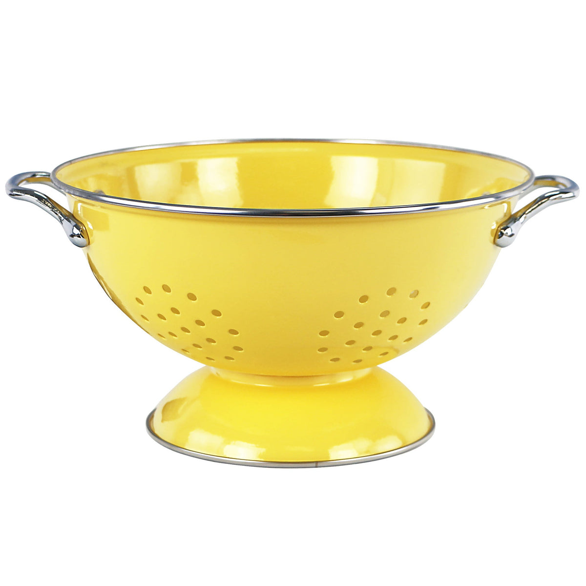 Powder-Coated Steel Colander, Lemon