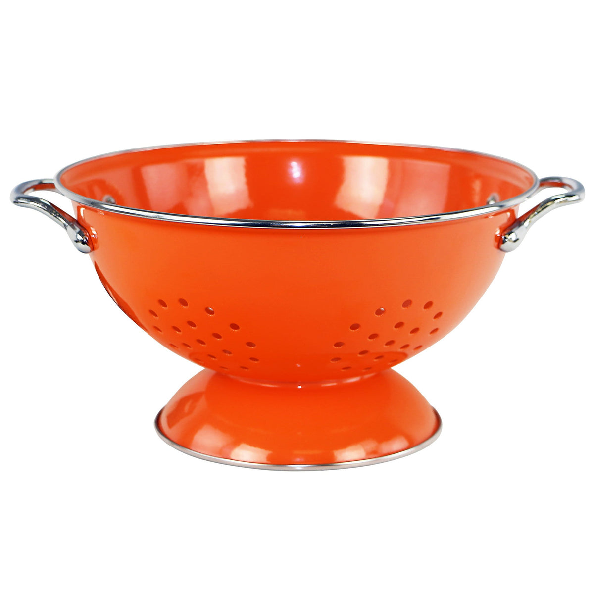 Powder-Coated Steel Colander, Orange