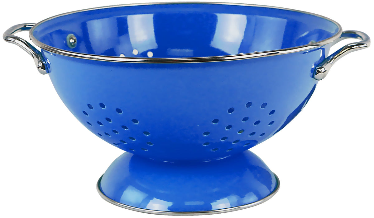 Powder-Coated Steel Colander, Azure