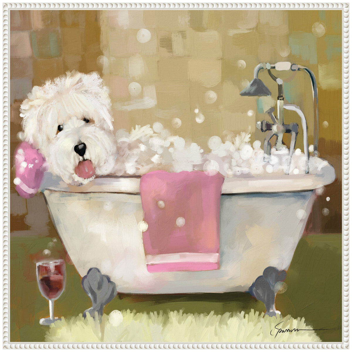 Sylvie Tiny Bubbles Framed Canvas by Mary Sparrow