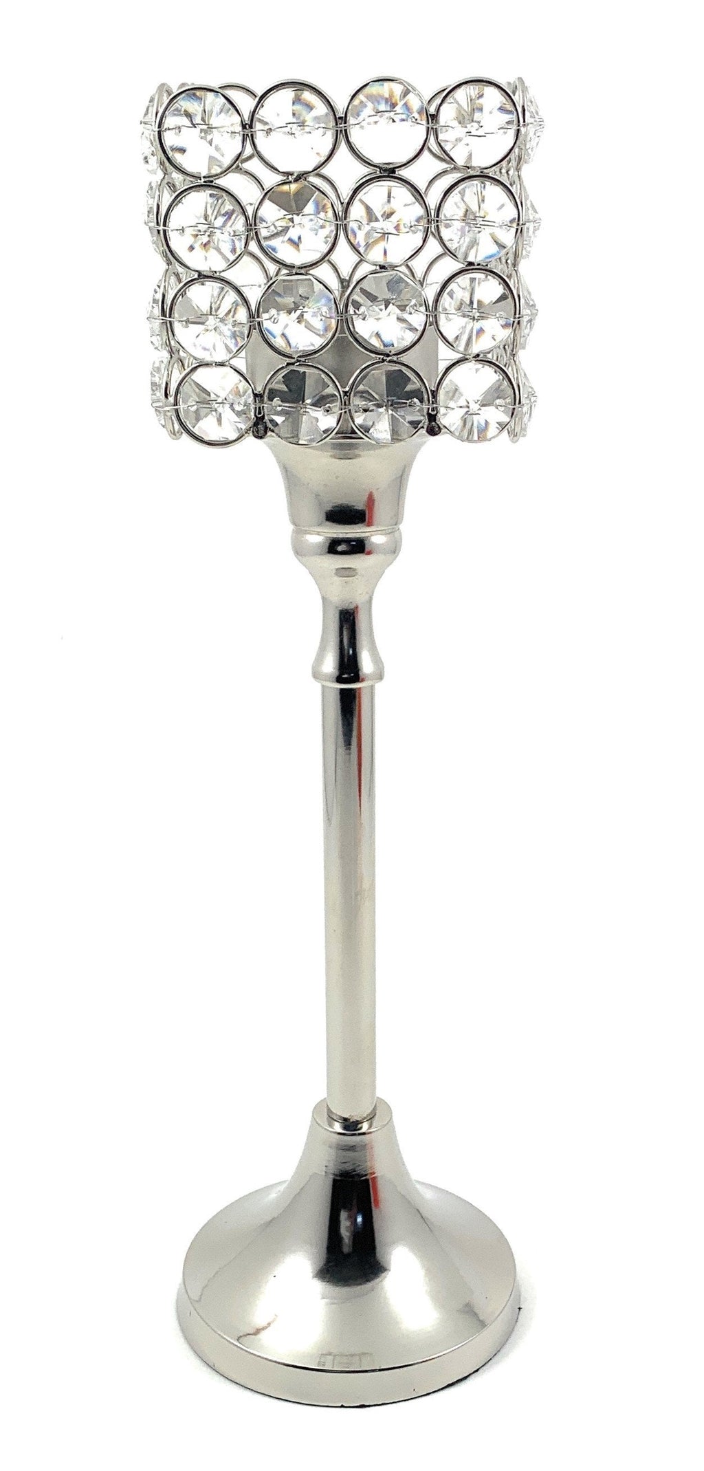Vibhsa Hurricane Crystal Candle Holder | Square, 10", Tealight Centerpiece