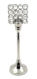 Vibhsa Hurricane Crystal Candle Holder | Square, 10", Tealight Centerpiece