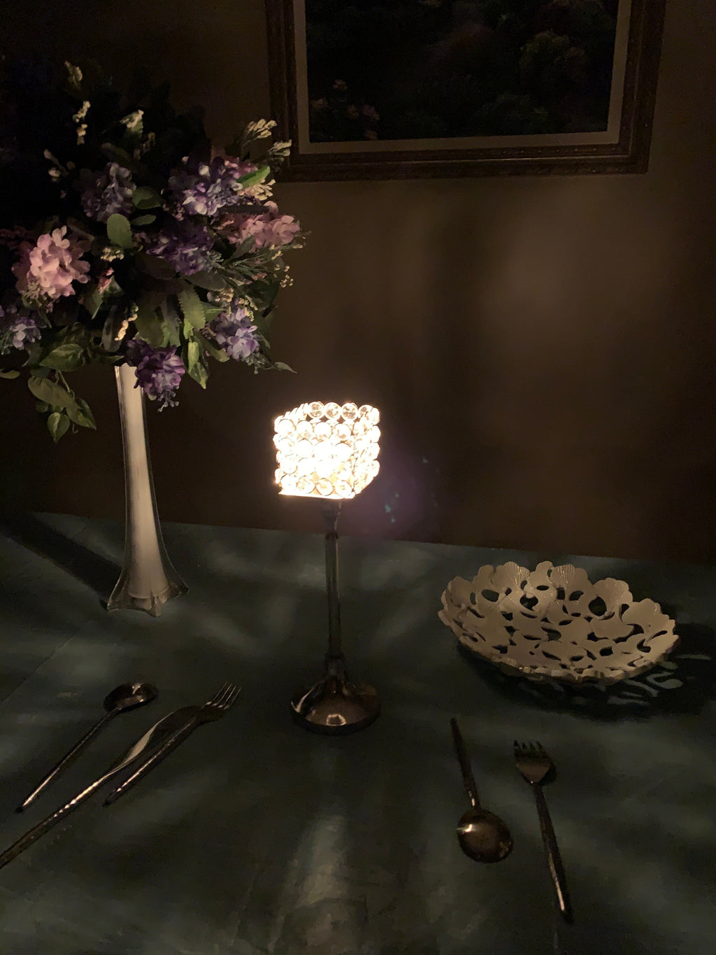 Vibhsa Hurricane Crystal Candle Holder | Square, 10", Tealight Centerpiece